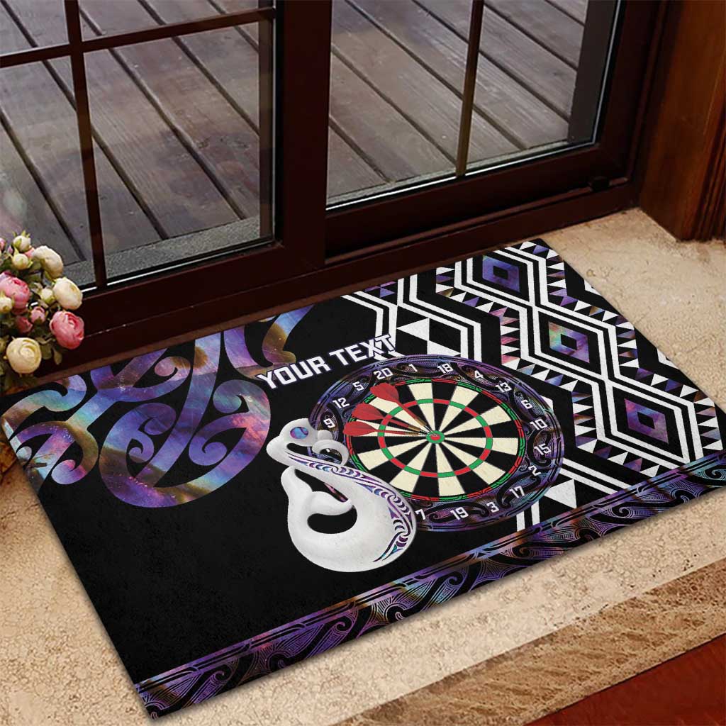 Personalised New Zealand Darts Rubber Doormat Ngutukaka Manaia Taniko Luxury Purple - Polynesian Pride