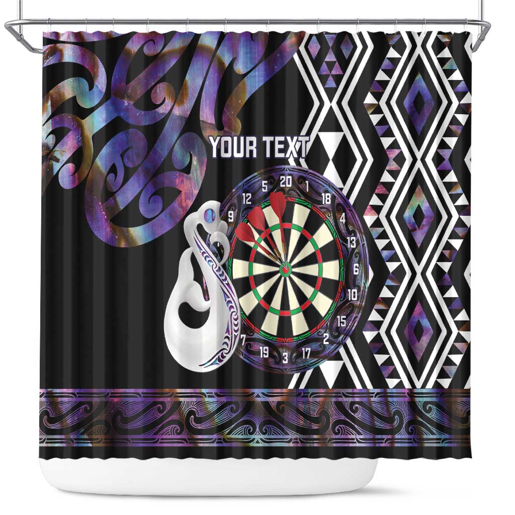 Personalised New Zealand Darts Shower Curtain Ngutukaka Manaia Taniko Luxury Purple - Polynesian Pride