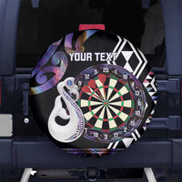 Personalised New Zealand Darts Spare Tire Cover Ngutukaka Manaia Taniko Luxury Purple - Polynesian Pride