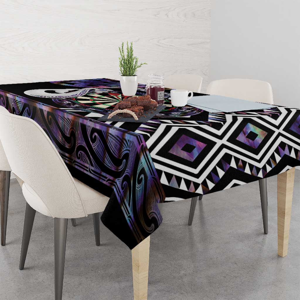 Personalised New Zealand Darts Tablecloth Ngutukaka Manaia Taniko Luxury Purple - Polynesian Pride