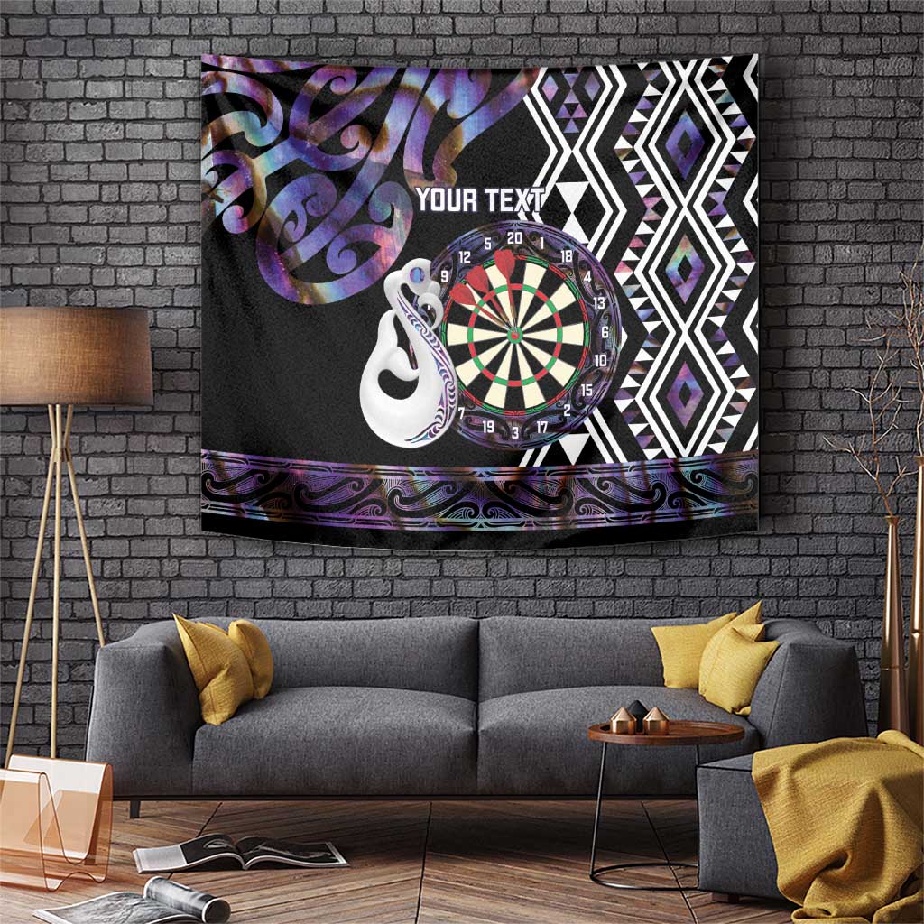 Personalised New Zealand Darts Tapestry Ngutukaka Manaia Taniko Luxury Purple - Polynesian Pride