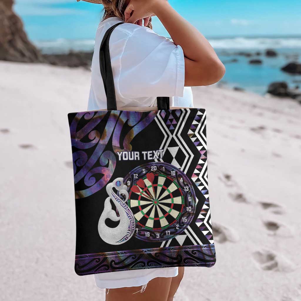Personalised New Zealand Darts Tote Bag Ngutukaka Manaia Taniko Luxury Purple - Polynesian Pride