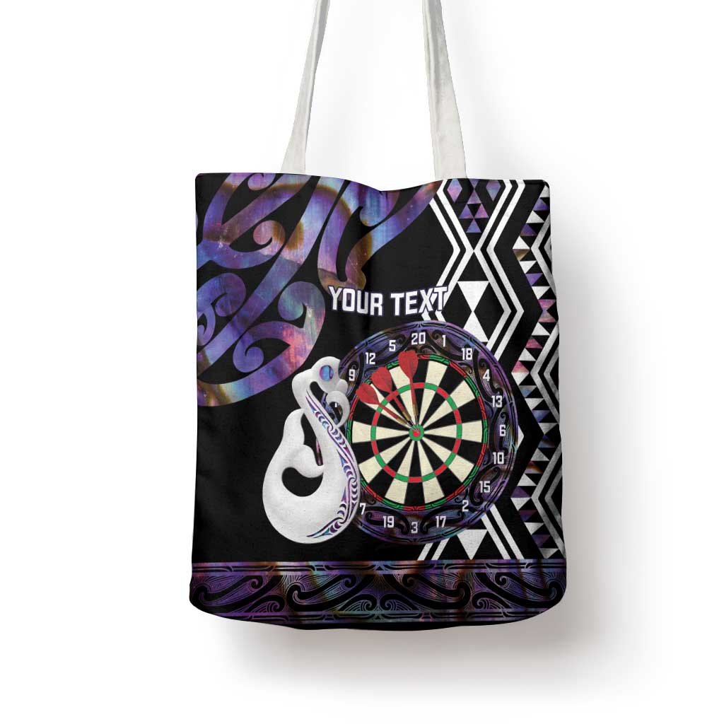 Personalised New Zealand Darts Tote Bag Ngutukaka Manaia Taniko Luxury Purple - Polynesian Pride