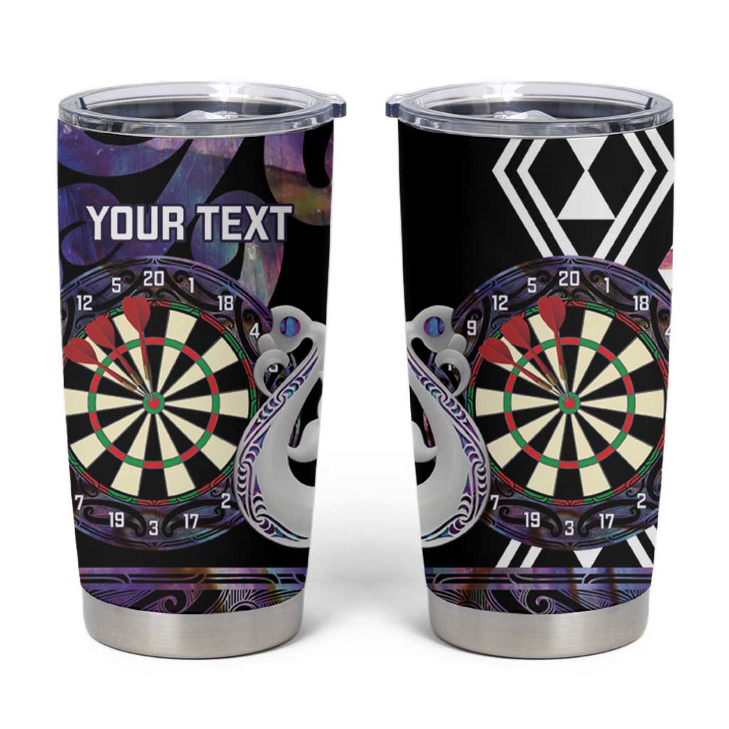 Personalised New Zealand Darts Tumbler Cup Ngutukaka Manaia Taniko Luxury Purple - Polynesian Pride