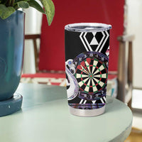 Personalised New Zealand Darts Tumbler Cup Ngutukaka Manaia Taniko Luxury Purple - Polynesian Pride