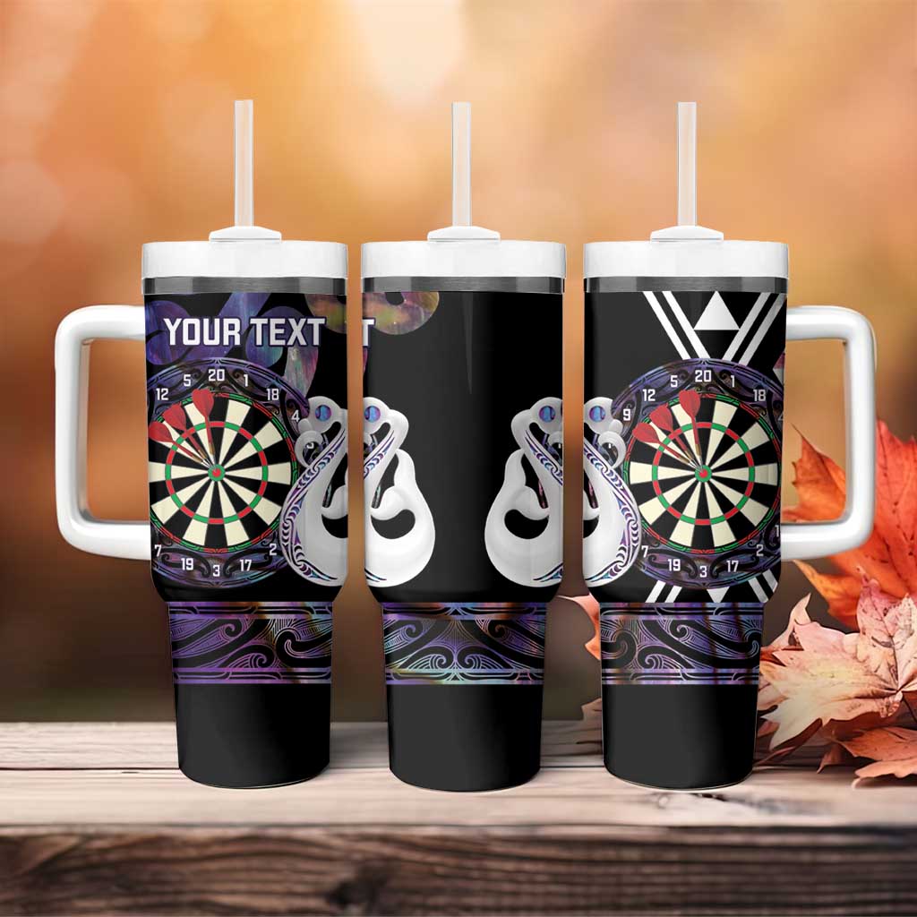 Personalised New Zealand Darts Tumbler With Handle Ngutukaka Manaia Taniko Luxury Purple - Polynesian Pride