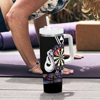 Personalised New Zealand Darts Tumbler With Handle Ngutukaka Manaia Taniko Luxury Purple - Polynesian Pride