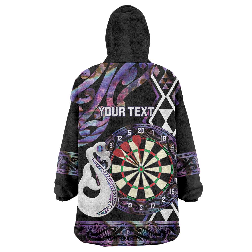 Personalised New Zealand Darts Wearable Blanket Hoodie Ngutukaka Manaia Taniko Luxury Purple - Polynesian Pride