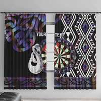 Personalised New Zealand Darts Window Curtain Ngutukaka Manaia Taniko Luxury Purple - Polynesian Pride