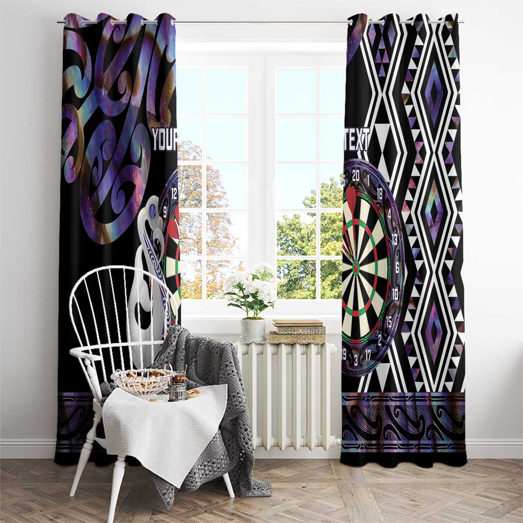 Personalised New Zealand Darts Window Curtain Ngutukaka Manaia Taniko Luxury Purple - Polynesian Pride
