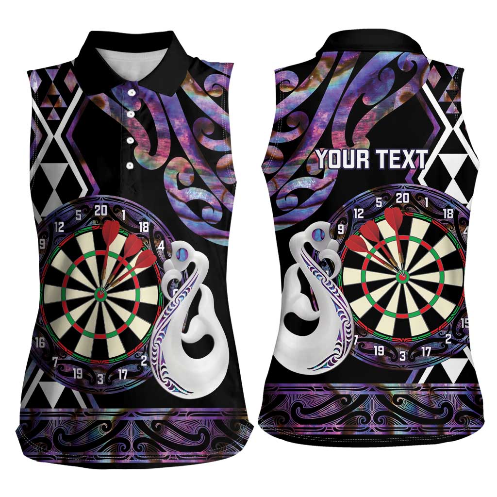 Personalised New Zealand Darts Women Sleeveless Polo Shirt Ngutukaka Manaia Taniko Luxury Purple - Polynesian Pride