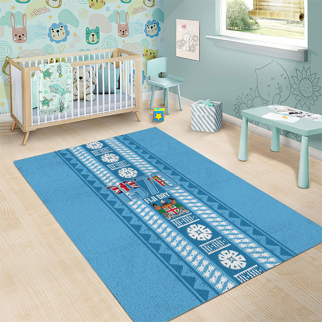 Fiji Day 1970 Area Rug For Fiji Ever Fiji Tapa Pattern Blue LT14 - Polynesian Pride