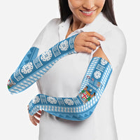 Fiji Day 1970 Arm Sleeves For Fiji Ever Fiji Tapa Pattern Blue LT14 - Polynesian Pride