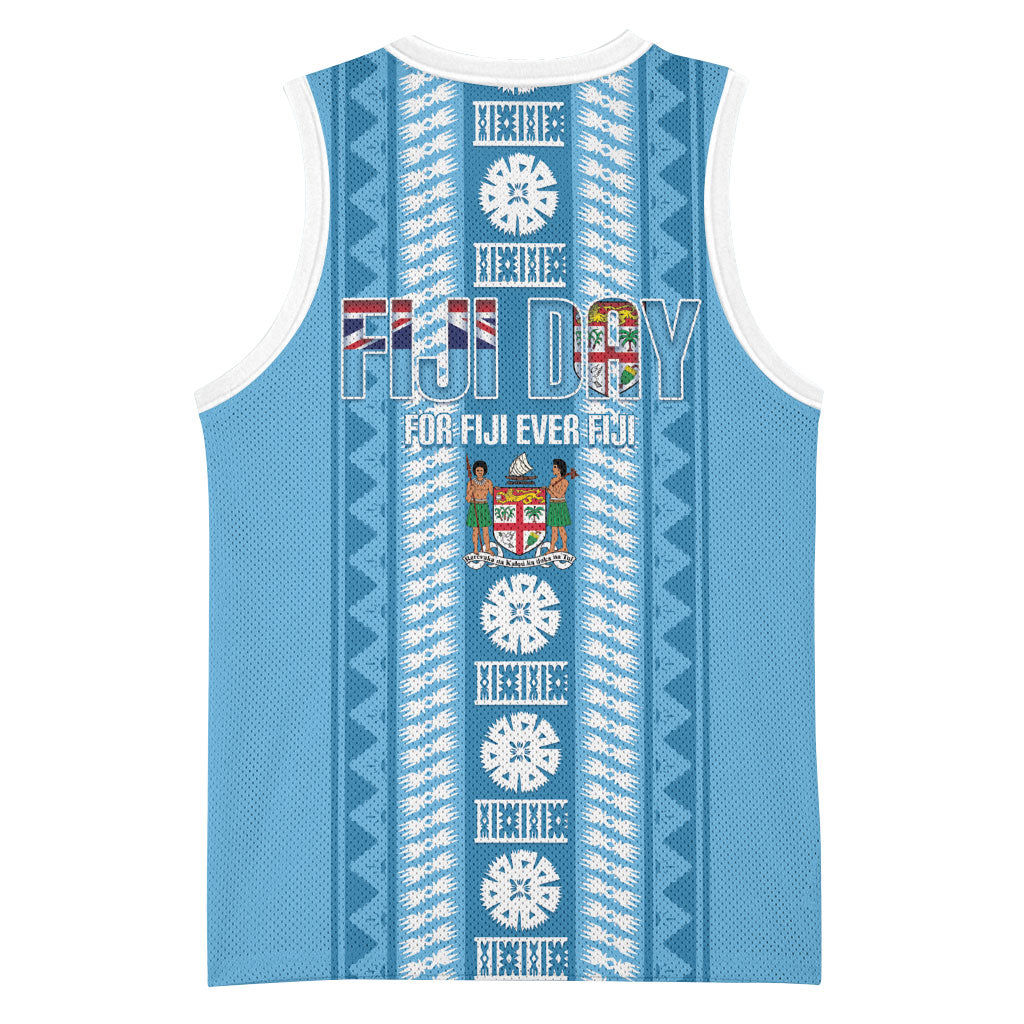 Fiji Day 1970 Basketball Jersey For Fiji Ever Fiji Tapa Pattern Blue LT14 - Polynesian Pride