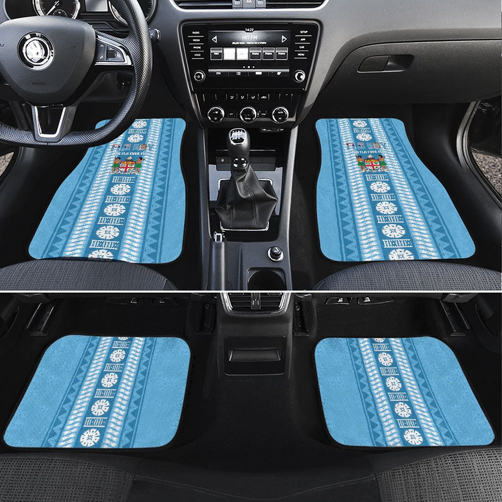 Fiji Day 1970 Car Mats For Fiji Ever Fiji Tapa Pattern Blue LT14 Set 4pcs Blue - Polynesian Pride
