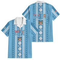 Fiji Day 1970 Family Matching Long Sleeve Bodycon Dress and Hawaiian Shirt For Fiji Ever Fiji Tapa Pattern Blue LT14 Dad's Shirt - Short Sleeve Blue - Polynesian Pride