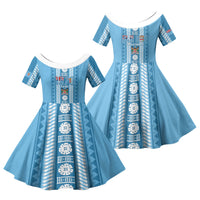 Fiji Day 1970 Family Matching Mermaid Dress and Hawaiian Shirt For Fiji Ever Fiji Tapa Pattern Blue LT14 Daughter's Dress Blue - Polynesian Pride