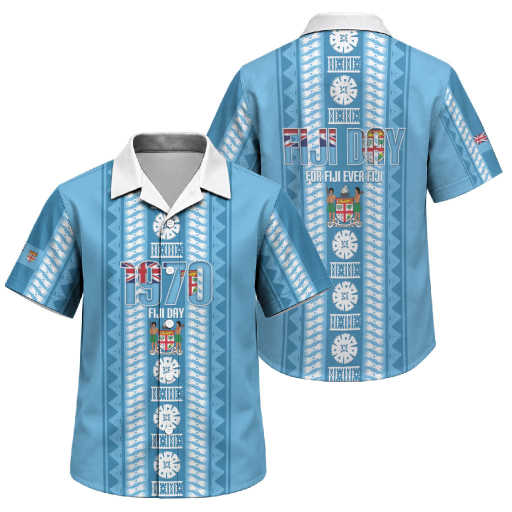 Fiji Day 1970 Family Matching Mermaid Dress and Hawaiian Shirt For Fiji Ever Fiji Tapa Pattern Blue LT14 Son's Shirt Blue - Polynesian Pride
