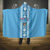 Fiji Day 1970 Hooded Blanket For Fiji Ever Fiji Tapa Pattern Blue LT14 - Polynesian Pride