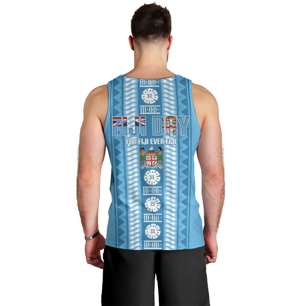 Fiji Day 1970 Men Tank Top For Fiji Ever Fiji Tapa Pattern Blue LT14 - Polynesian Pride