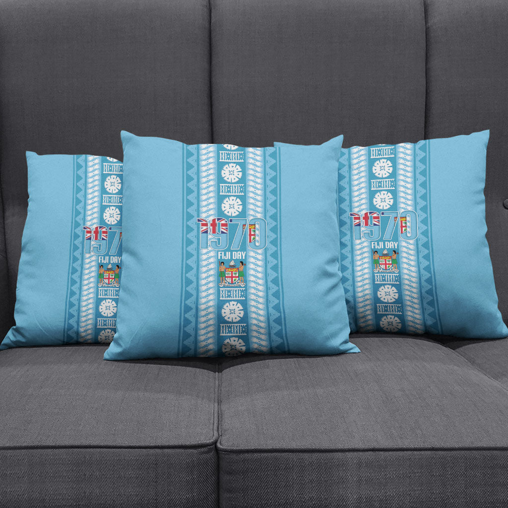 Fiji Day 1970 Pillow Cover For Fiji Ever Fiji Tapa Pattern Blue LT14 - Polynesian Pride