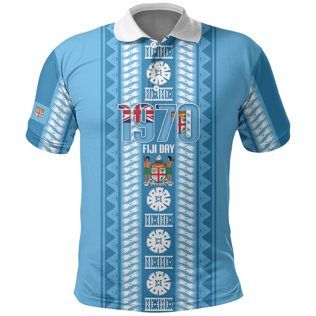 Fiji Day 1970 Polo Shirt For Fiji Ever Fiji Tapa Pattern Blue LT14 Blue - Polynesian Pride