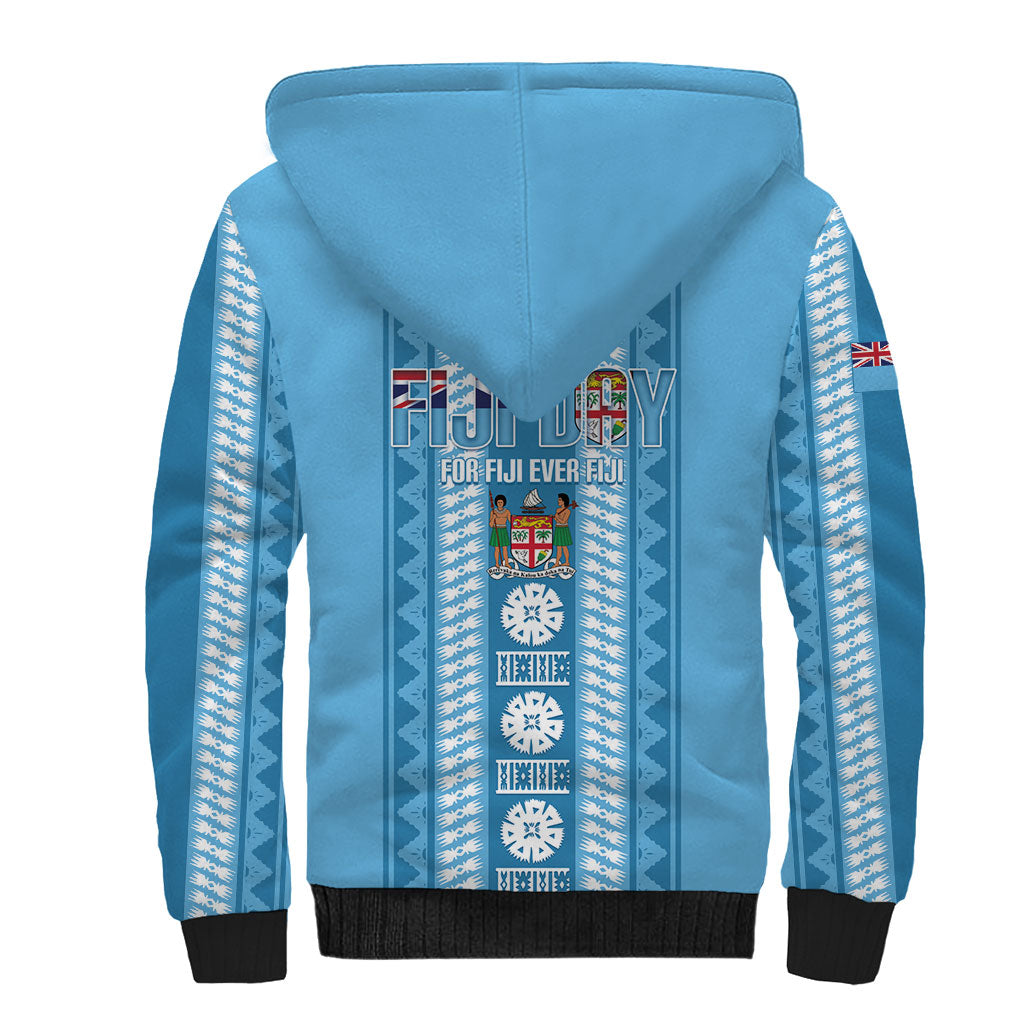Fiji Day 1970 Sherpa Hoodie For Fiji Ever Fiji Tapa Pattern Blue LT14 - Polynesian Pride