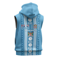 Fiji Day 1970 Sleeveless Hoodie For Fiji Ever Fiji Tapa Pattern Blue LT14 - Polynesian Pride