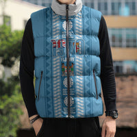 Fiji Day 1970 Sleeveless Puffer Jacket For Fiji Ever Fiji Tapa Pattern Blue LT14 - Polynesian Pride