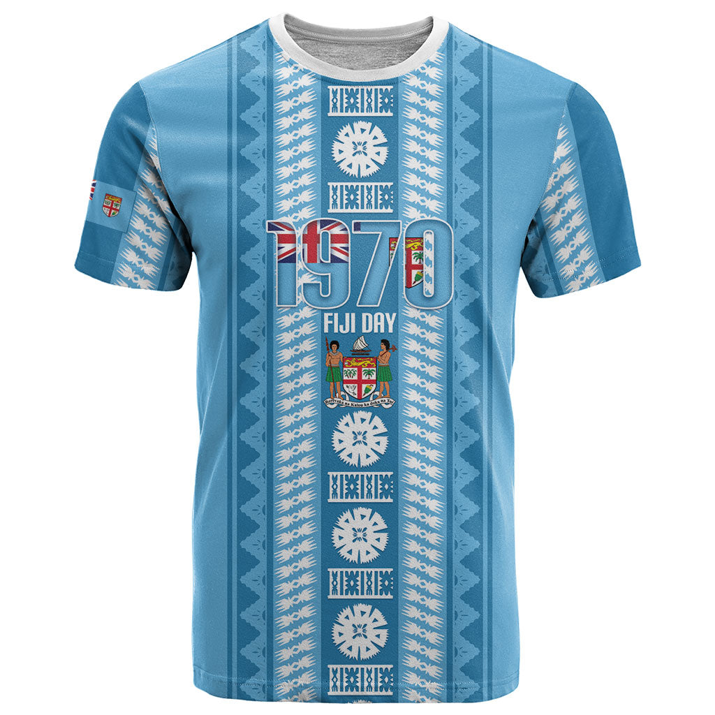 Fiji Day 1970 T Shirt For Fiji Ever Fiji Tapa Pattern Blue LT14 Blue - Polynesian Pride