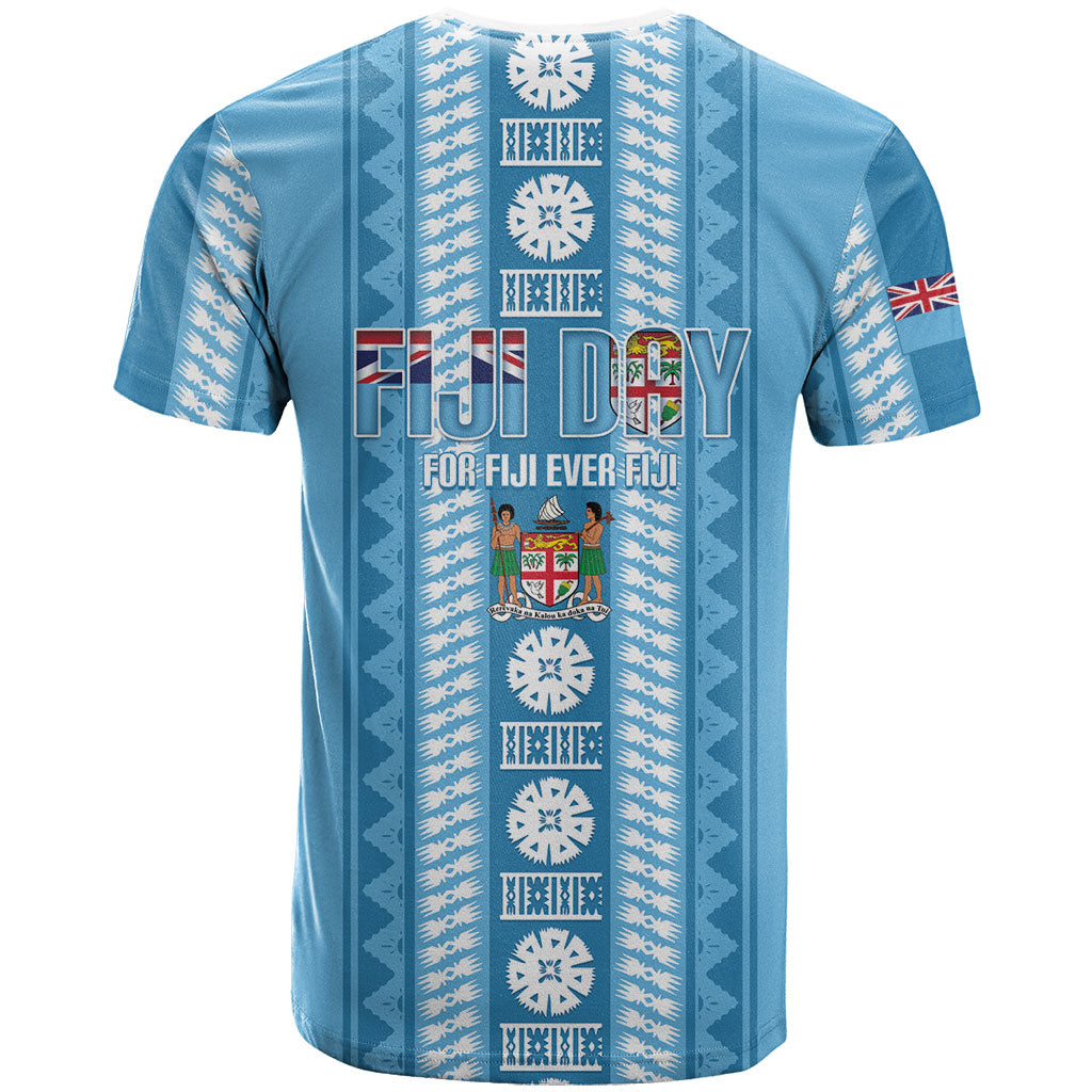 Fiji Day 1970 T Shirt For Fiji Ever Fiji Tapa Pattern Blue LT14 - Polynesian Pride