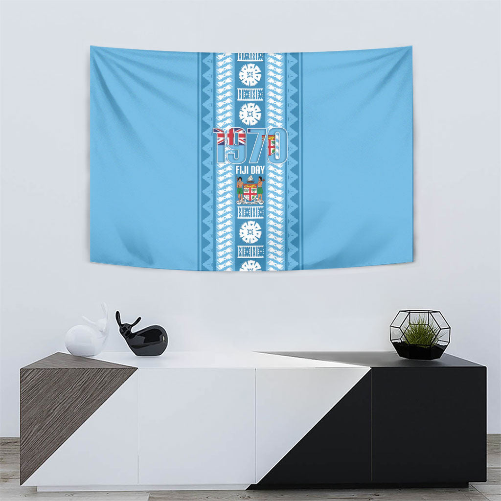 Fiji Day 1970 Tapestry For Fiji Ever Fiji Tapa Pattern Blue LT14 - Polynesian Pride
