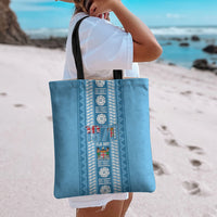 Fiji Day 1970 Tote Bag For Fiji Ever Fiji Tapa Pattern Blue LT14 - Polynesian Pride