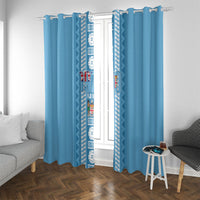 Fiji Day 1970 Window Curtain For Fiji Ever Fiji Tapa Pattern Blue LT14 With Grommets Blue - Polynesian Pride