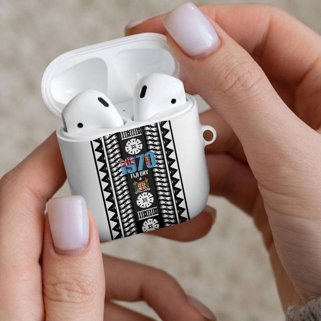 Fiji Day 1970 AirPods Case For Fiji Ever Fiji Tapa Pattern White LT14 - Polynesian Pride