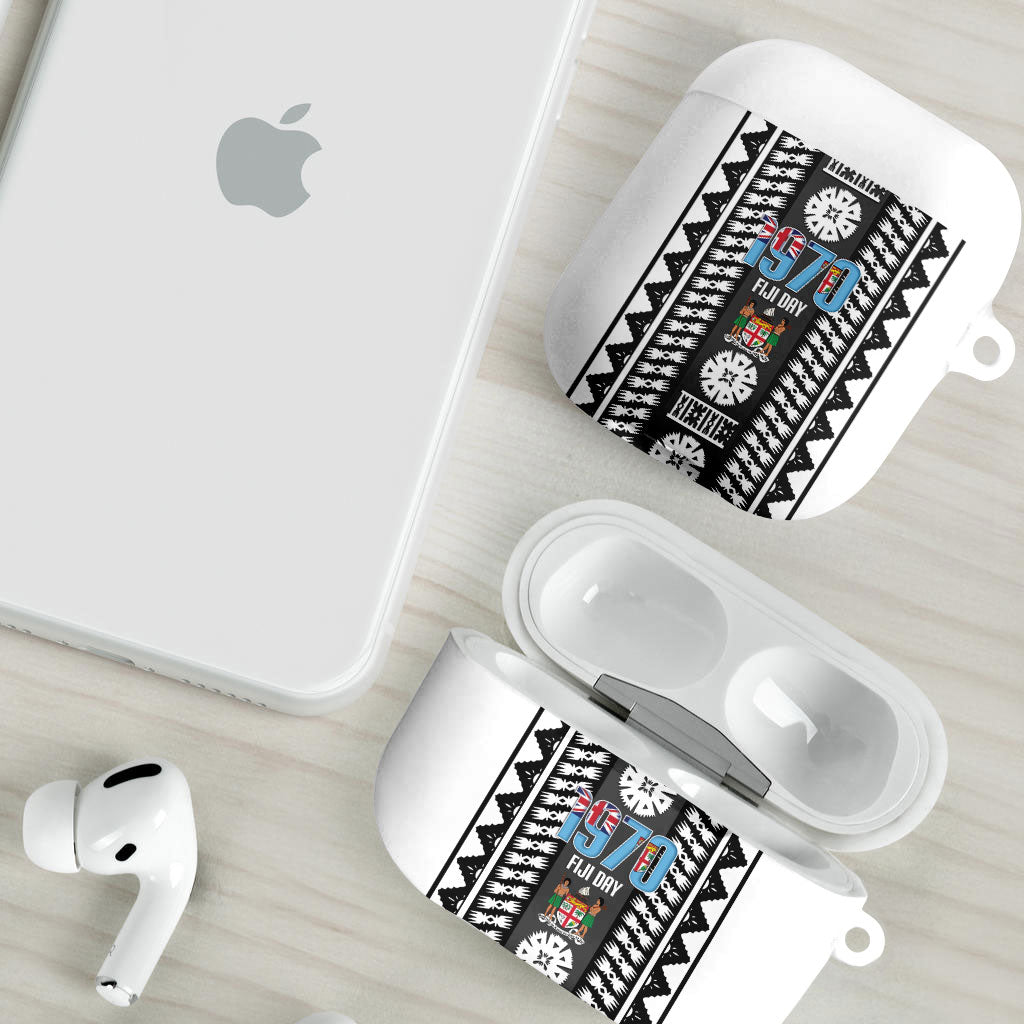 Fiji Day 1970 AirPods Case For Fiji Ever Fiji Tapa Pattern White LT14 - Polynesian Pride