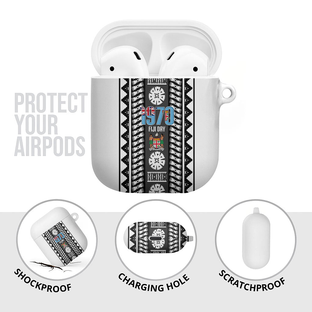 Fiji Day 1970 AirPods Case For Fiji Ever Fiji Tapa Pattern White LT14 - Polynesian Pride