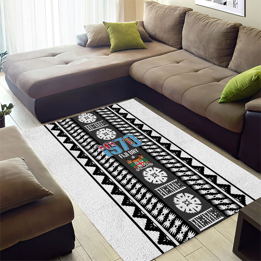 Fiji Day 1970 Area Rug For Fiji Ever Fiji Tapa Pattern White LT14 - Polynesian Pride