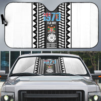 Fiji Day 1970 Auto Sun Shade For Fiji Ever Fiji Tapa Pattern White LT14 White - Polynesian Pride