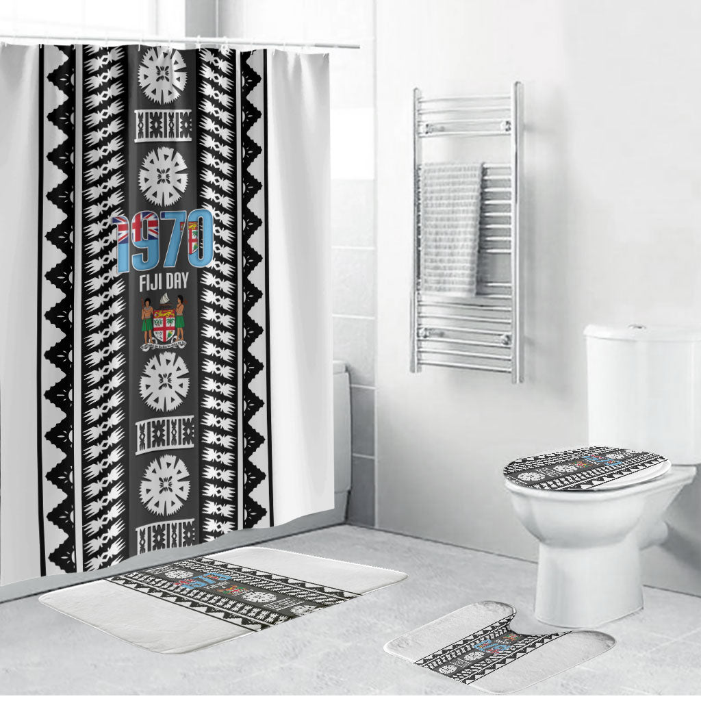 Fiji Day 1970 Bathroom Set For Fiji Ever Fiji Tapa Pattern White LT14 Bathroom Set (4 pcs) White - Polynesian Pride