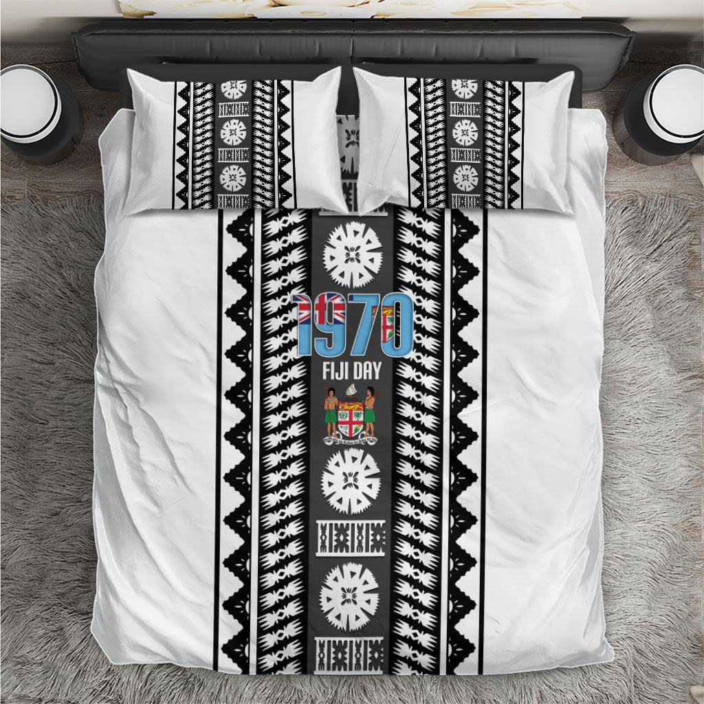 Fiji Day 1970 Bedding Set For Fiji Ever Fiji Tapa Pattern White LT14 White - Polynesian Pride
