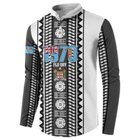 Fiji Day 1970 Button Sweatshirt For Fiji Ever Fiji Tapa Pattern White LT14 - Polynesian Pride