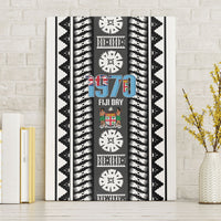 Fiji Day 1970 Canvas Wall Art For Fiji Ever Fiji Tapa Pattern White LT14 Without Frame White - Polynesian Pride