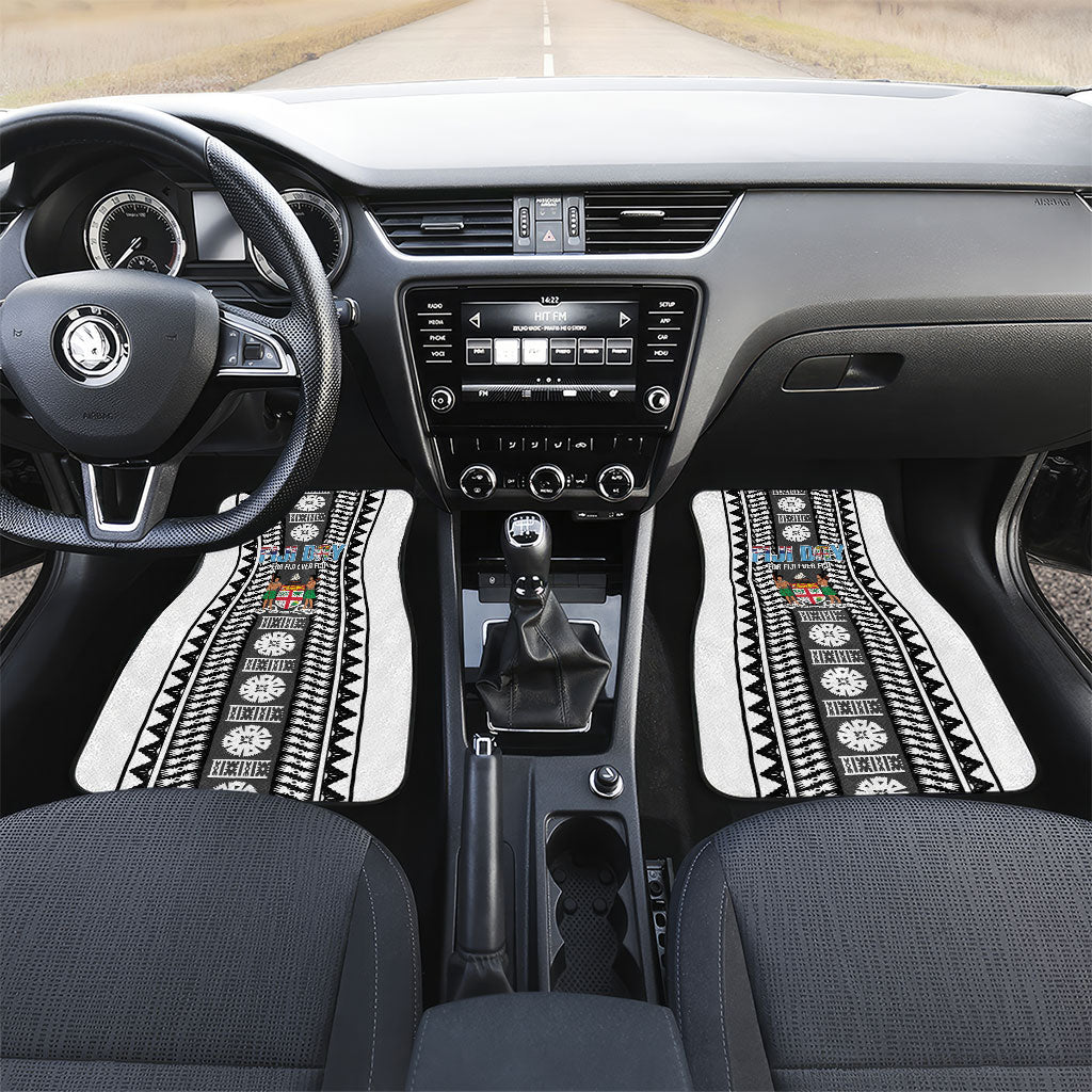 Fiji Day 1970 Car Mats For Fiji Ever Fiji Tapa Pattern White LT14 Set 2pcs - Front White - Polynesian Pride