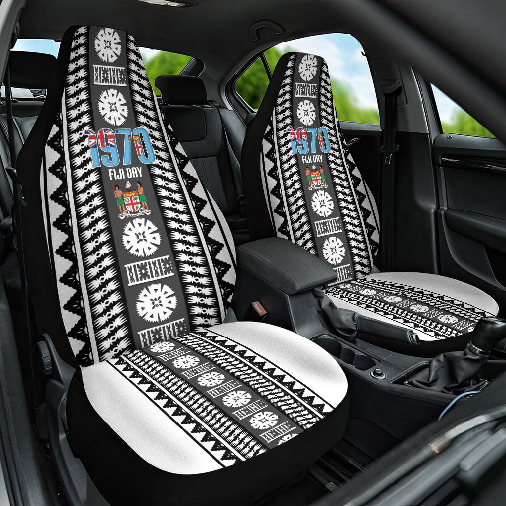 Fiji Day 1970 Car Seat Cover For Fiji Ever Fiji Tapa Pattern White LT14 One Size White - Polynesian Pride