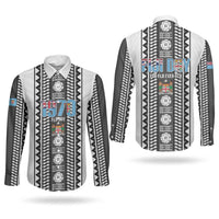 Fiji Day 1970 Couples Matching Summer Maxi Dress and Long Sleeve Button Shirt For Fiji Ever Fiji Tapa Pattern White LT14 - Polynesian Pride