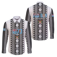 Fiji Day 1970 Family Matching Short Sleeve Bodycon Dress and Hawaiian Shirt For Fiji Ever Fiji Tapa Pattern White LT14 Dad's Shirt - Long Sleeve White - Polynesian Pride