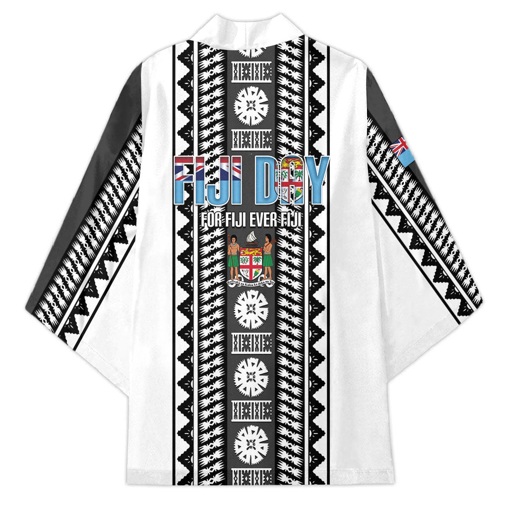 Fiji Day 1970 Kimono For Fiji Ever Fiji Tapa Pattern White LT14 - Polynesian Pride