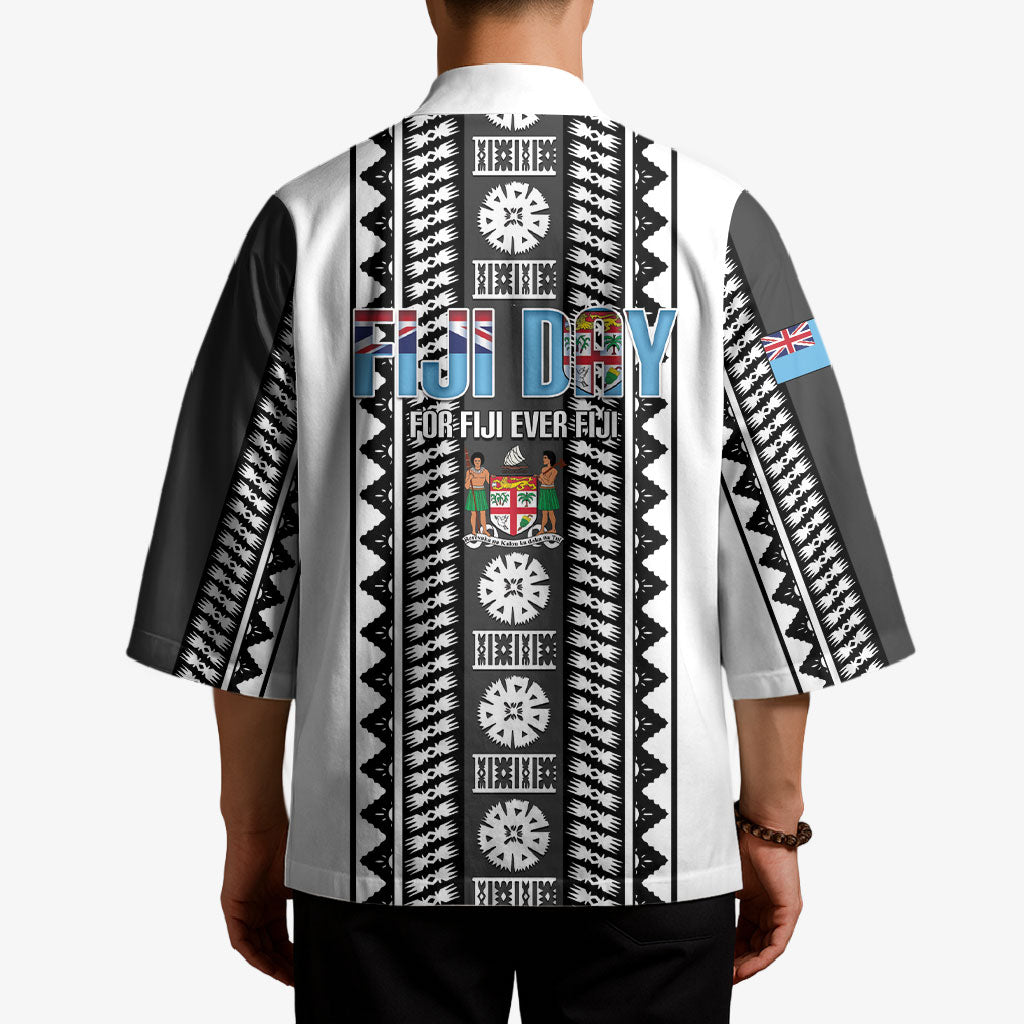 Fiji Day 1970 Kimono For Fiji Ever Fiji Tapa Pattern White LT14 - Polynesian Pride