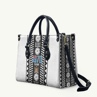 Fiji Day 1970 Leather Bag For Fiji Ever Fiji Tapa Pattern White LT14 White - Polynesian Pride